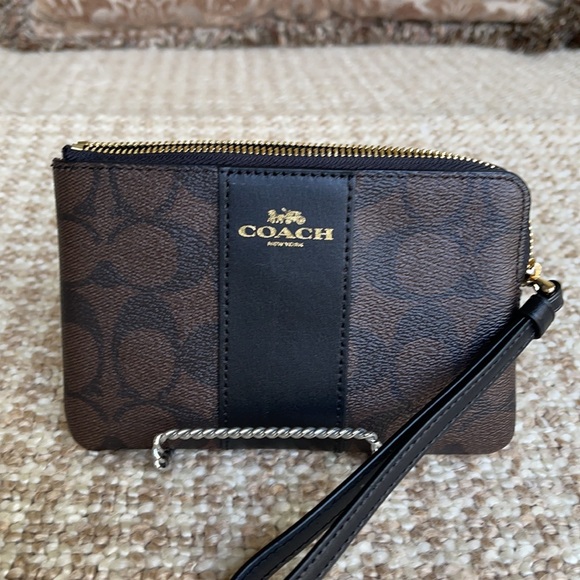 COACH Signature Coated Canvas Wristlet